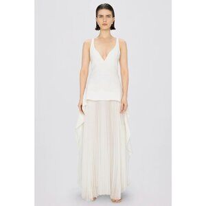 SIMKHAI sequoia pleated combo sleeveless v-neck midi dress
